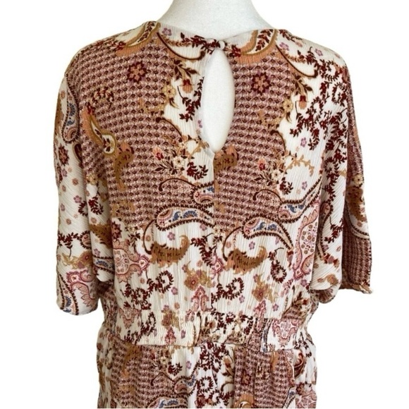 Cato Boho Peasant Style Maxi Dress Multicolor Floral Paisley Front Slits 14-16 - Picture 8 of 16